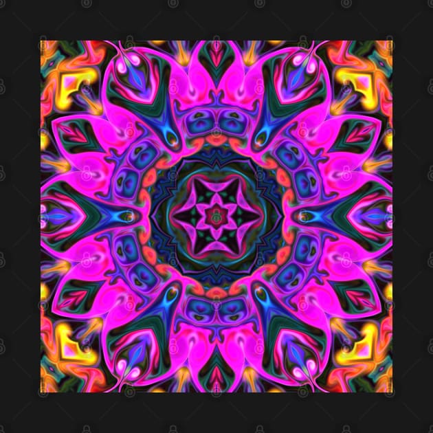 Psychedelic Kaleidoscope Puprle Flower by WormholeOrbital