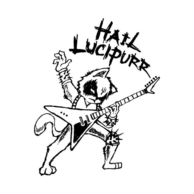 Hail Lucipurr Heavy Metal Satan Guitar Playing Cat Gothic by TellingTales