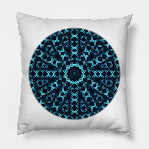 Three-dimensional, patterned, fractal in blue tones Pillow by lyle58