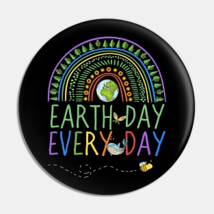 Pretty Earth Day Every Day Rainbow with Trees and Bee, Whale and Butterfly Pin