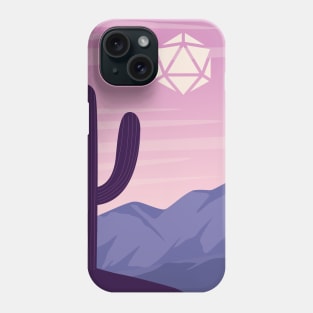 Pink Sunset Desert Cactus Polyhedral Dice Sun RPG Landscape Phone Case