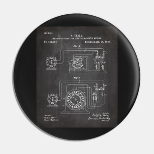 Motor Patent - Engineer Inventor Makers Workshop Art - Black Chalkboard Pin