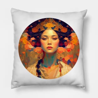 Beautiful feminine Portrait, Abstract Girl painting,  pretty woman Pillow