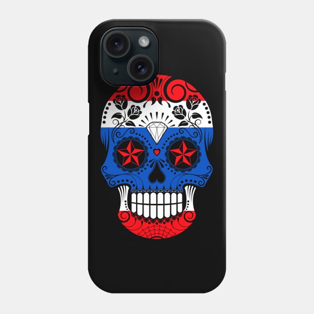 Thai Flag Sugar Skull with Roses Phone Case by jeffbartels