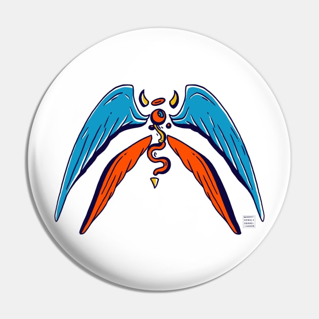 Orange Blue Angel Eye Pin by kenallouis