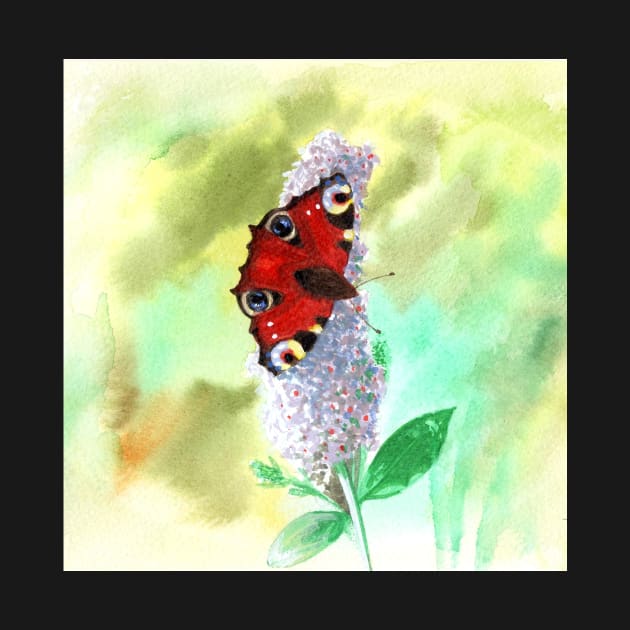 Peacock Butterfly watercolour by Grahamgc