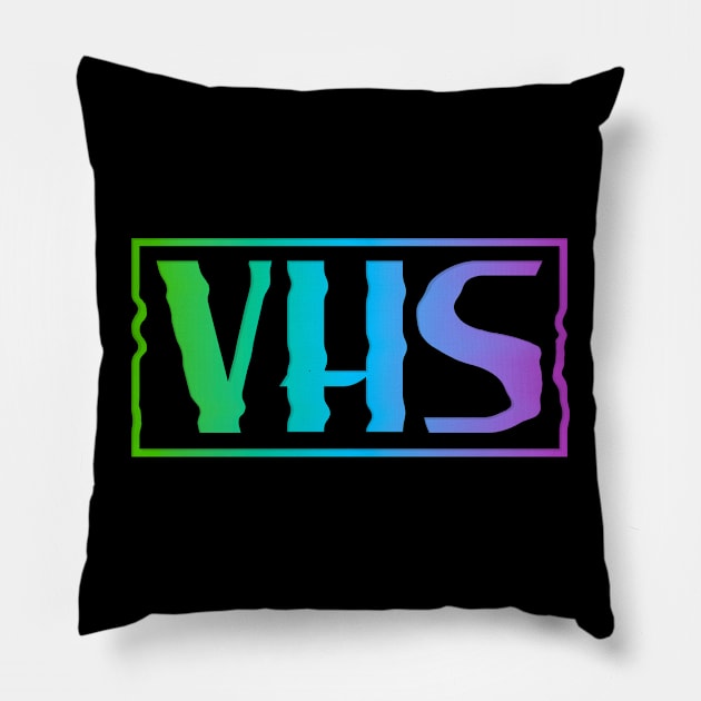 VHS Glitch Pillow by EnchantedTikiTees