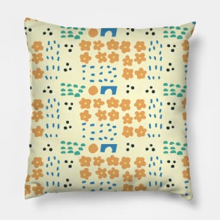 Yellow Vintage Floral, Pastel Flower Print Pillow