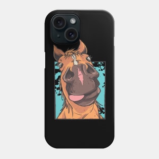 Witziges Pferd Pferde Reiterin Humor Porträt Pferd Phone Case