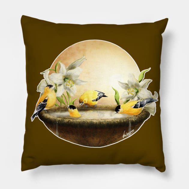 Sun Birds Pillow by DVerissimo