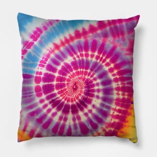 Tie Dye Rainbow Spiral Abstract Swirl Retro Psychedelia Pillow