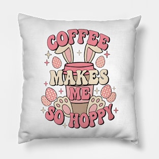 Coffee Makes Me So Hoppy, Easter Bunny, Retro Easter, Funny Easter Day Pillow