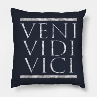 Veni Vidi Vici, Roman Latin Quote Julius Caesar in Marble Pillow