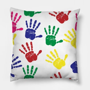 Colorful Handprints Pillow