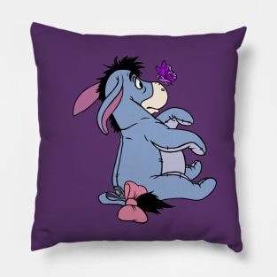 Donkey with Awareness Ribbon Butterfly (Purple) Pillow