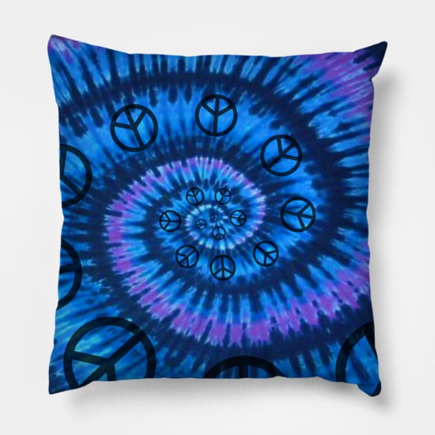Tie Dye Peace Spiral Pillow by ARTWORKandBEYOND