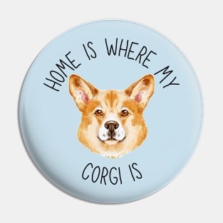 Home is Where My Corgi Is Dog Breed Lover Watercolor Pin