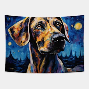 Plott hound Painted in Starry Night style Tapestry