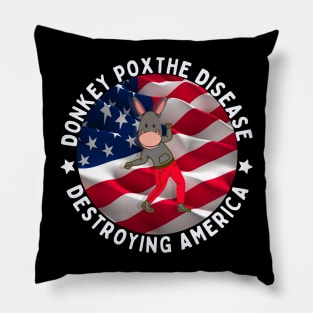 Funny Donkey And American Flag Pillow