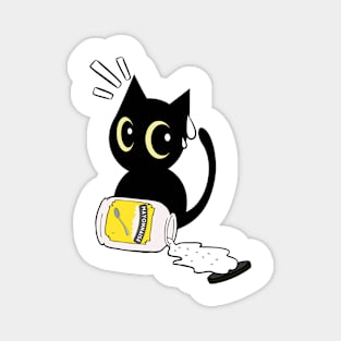 Cute black cat spilled mayonnaise Magnet