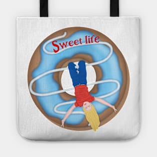 Sweet life. Cheerful life and sweet donut Tote