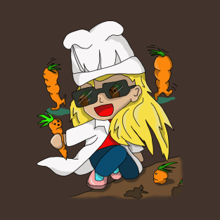 Cartoon Carrot Collecting Chef T-Shirt