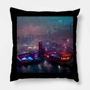 Mirai - Cyberpunk Cityscape Pillow