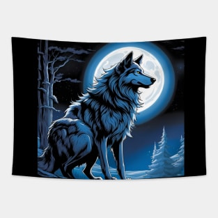 Wolf and Full Moon Tapestry