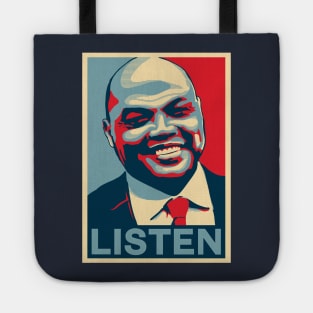 Charles Barkley Listen Obama Hope Large Print Tote