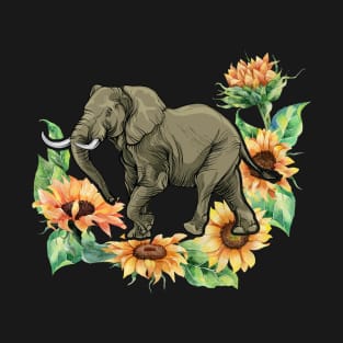 Sunflower Elephant Gift T-Shirt