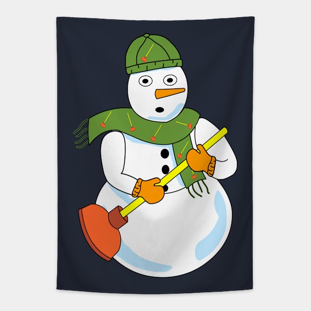 Snowman Plumber Tapestry by Barthol Graphics