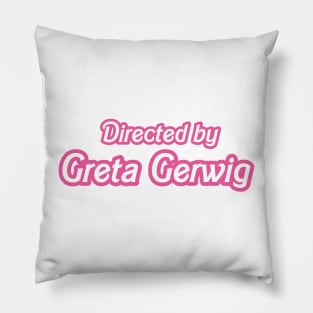 directed by greta gerwig white and pink Pillow