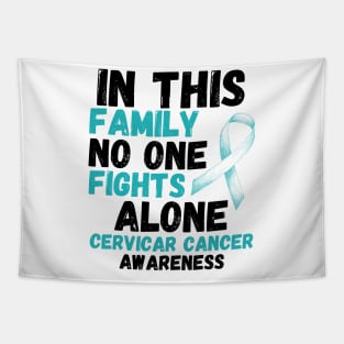 In This Family No One Fights Alone Cervical Cancer Awareness Tapestry