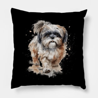 Shih Tzu Watercolor Style Pillow