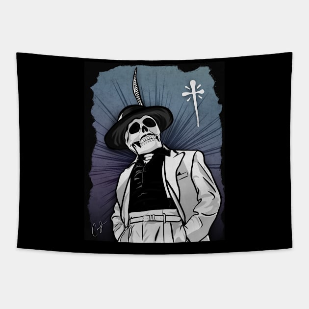 Pachuco Skull Tapestry by Tha_High_Society