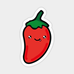 Adorable red chilli pepper kawaii Mexican spicy food cute hot sauce Magnet