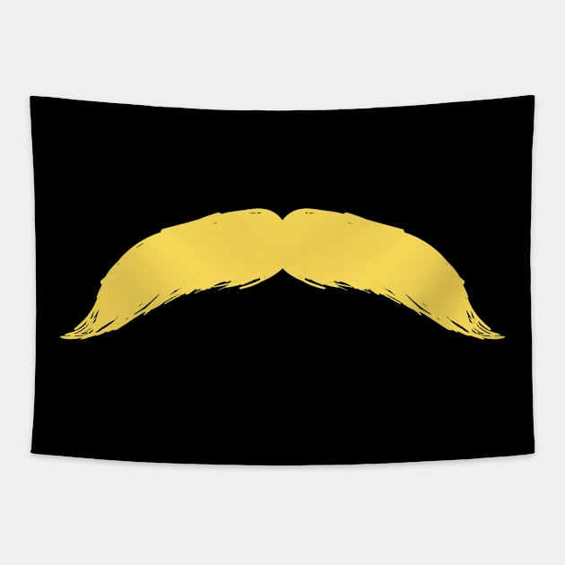 Yellow Hairy Mustache Tapestry by InkyArt