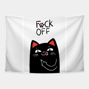 middle finger black cat Tapestry