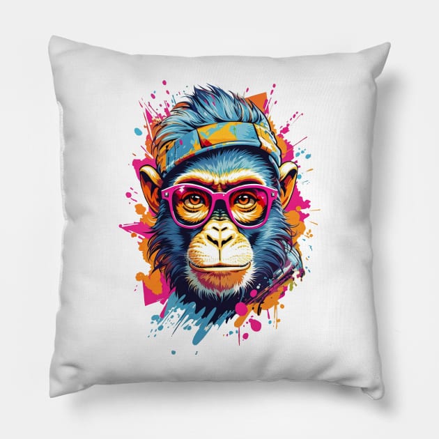 Cool Monkey in Sunglasses Pillow by NordicBadger