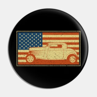 Vintage Hot Rod American Flag Pin