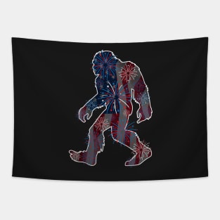 Bigfoot Flag 4th of July Firework Display Tapestry