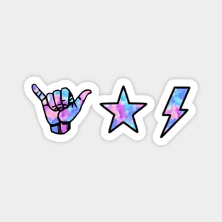 watercolor shaka, star and lightning sticker pack Magnet