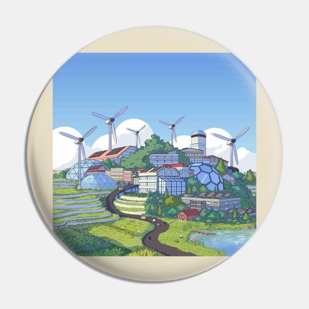 Solarpunk City Pin by Ginkgo Whale