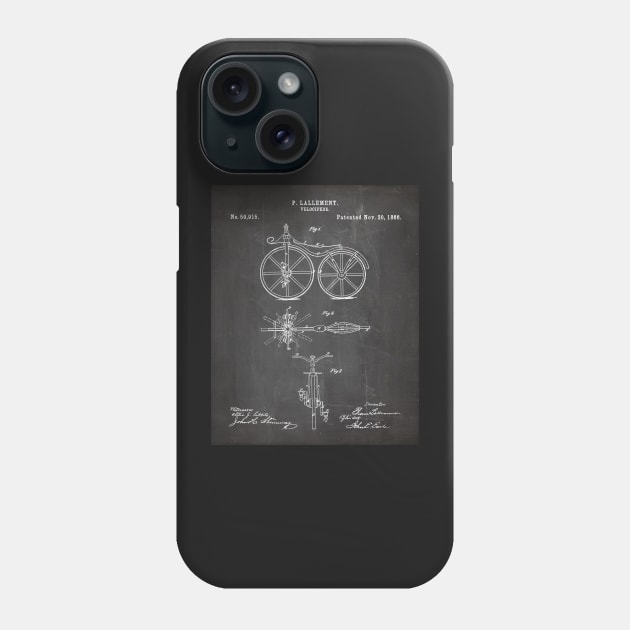 Bicycle Patent - Cycling Cyclist Bike Riding Fan Art - Black Chalkboard Phone Case by patentpress