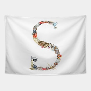 Magical letter S, Monogram,Custom Letter Print, Initials Tapestry