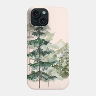 Watercolor Pine Forest and mountain Aesthetic Graphic Phone Case