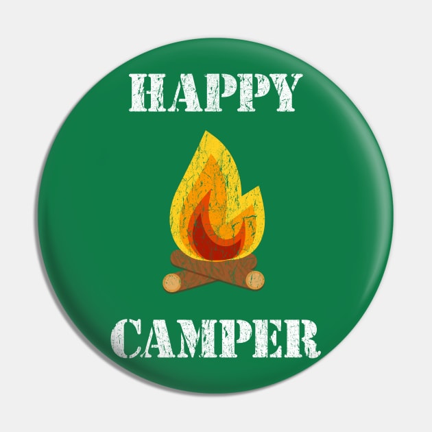 Vintage Distressed Happy Camper Pin by vladocar