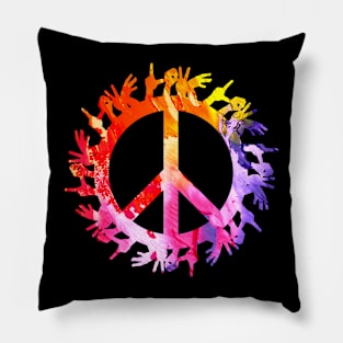 Pe Symbol Hand Sign Tye Dye Awareness Pillow