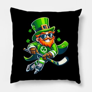 Playing Hockey St Patricks Day Sport Men Boys Pillow