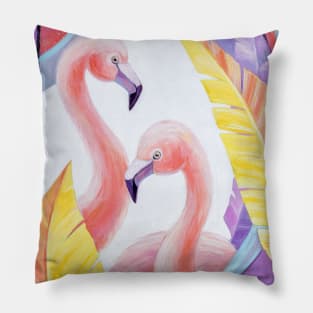 Flamingos in Love. Floral Mood Edit Pillow